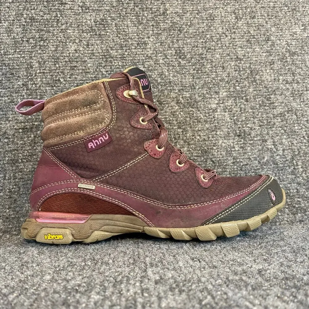 Ahnu Sugarpine Waterproof Womens 6 Hiking Boots Purple Vibram Soles Lightweight